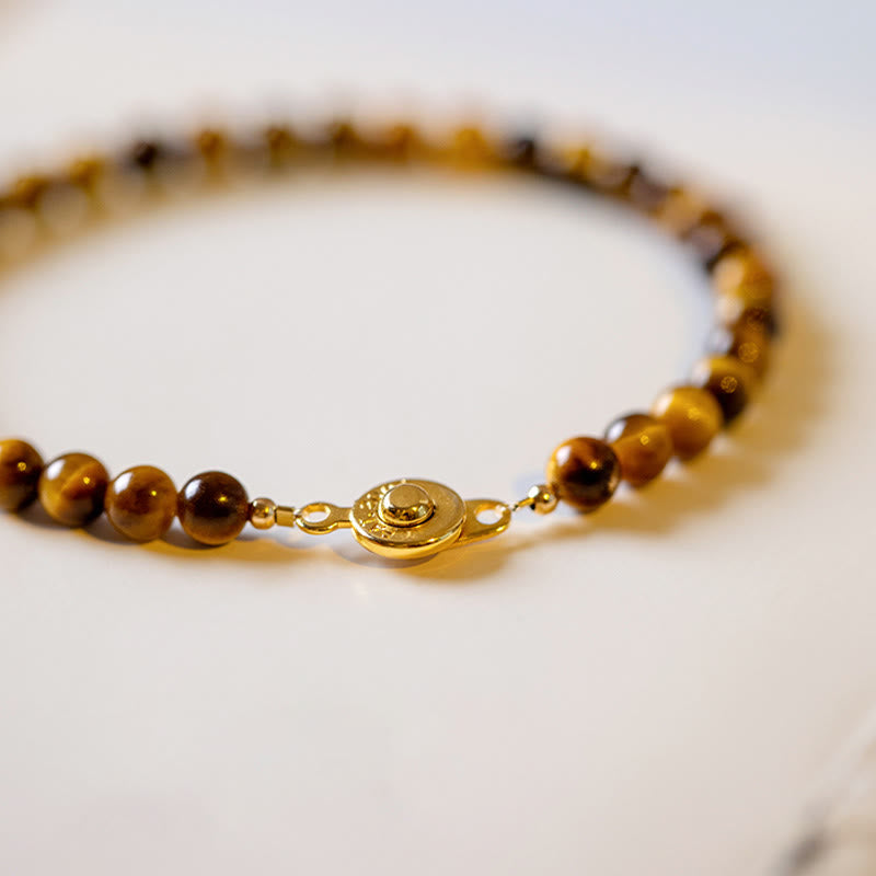 KarmaRipple's 14K Gold Plated Authentic Tiger Eye Stone Courage Protection Bracelet p4