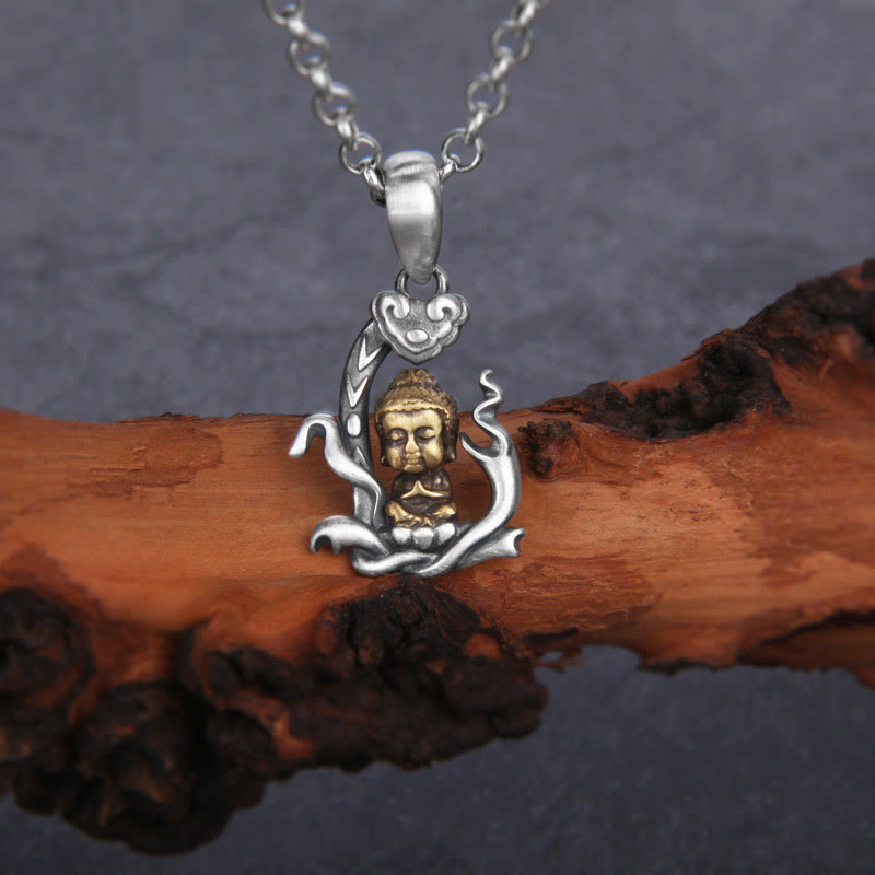 KarmaRipple's 925 Sterling Silver Zen Buddha Ruyi Handle Compassion Pendant Necklace p9