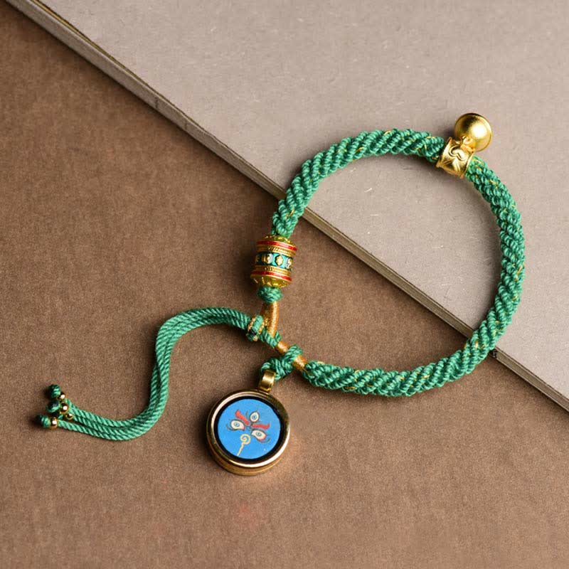 KarmaRipple's Tibetan Five God Of Wealth Thangka Fortune Prayer Wheel Bell Braid String Bracelet p17