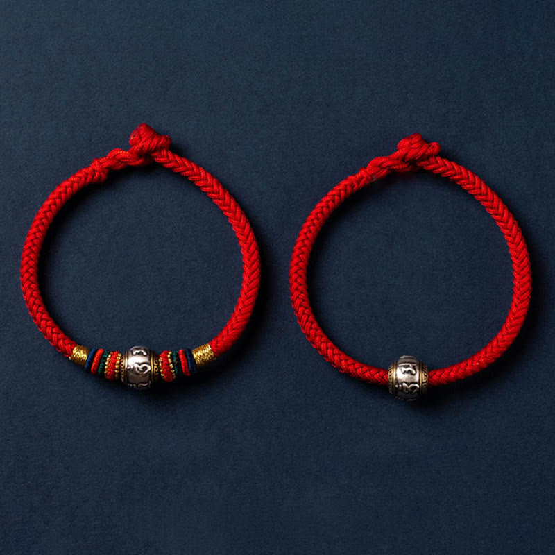 KarmaRipple's 925 Sterling Silver Tibet Handmade Om Mani Padme Hum Fortune Protection King Kong Weave Woven Bracelet p25