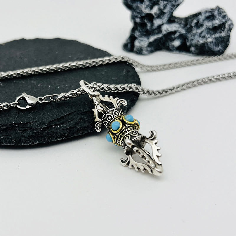 KarmaRipple's Tibet Vajra Dorje Pattern Bronze Fortune Wealth Metal Pendant Necklace p3
