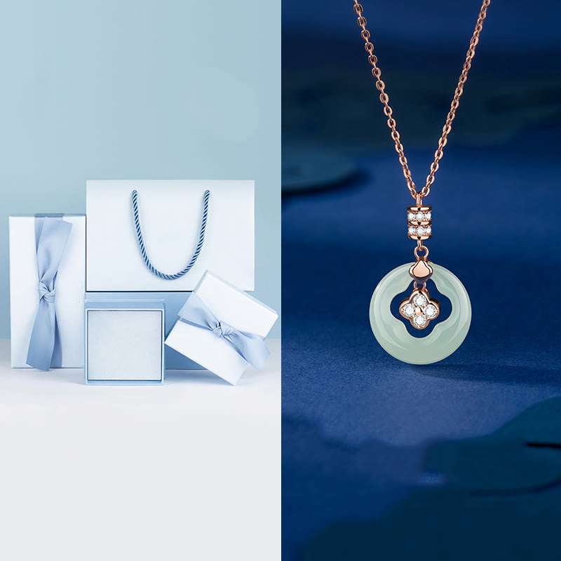 KarmaRipple's 925 Sterling Silver Authentic Hetian Jade Fortunate Four Leaf Clover Zircon Pendant Necklace With Gift Box p4