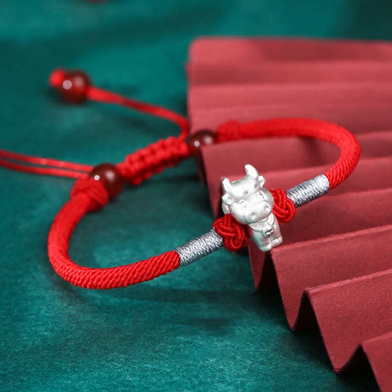 KarmaRipple's 999 Sterling Silver Chinese Zodiac Fortune Strength Red String Bracelet p3