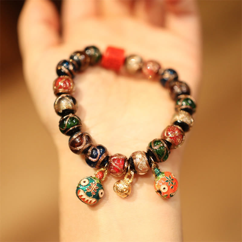 KarmaRipple's Tibetan Gold Swallowing Beast Family Five God Of Wealth Thangka Fortune Bead Bracelet p15