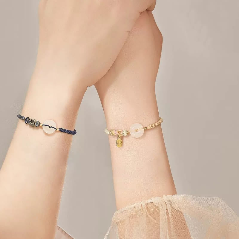 KarmaRipple's Handmade Ivory Agate Peace Buckle Fortune Happiness Protection Weave String Bracelet p8