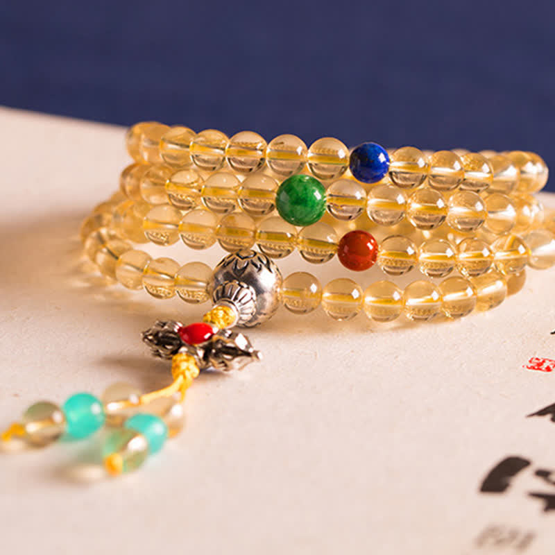 KarmaRipple's 925 Sterling Silver 108 Mala Beadwork Authentic Citrine Red Agate Amber Pleasure Talisman Bracelet p20