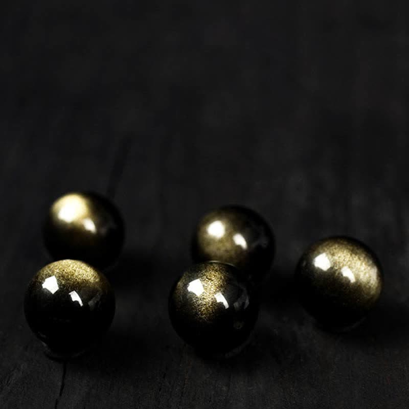 KarmaRipple's To Experience a Reversal of Fortune Rainbow Obsidian Gold Sheen Obsidian Protection Bracelet p9