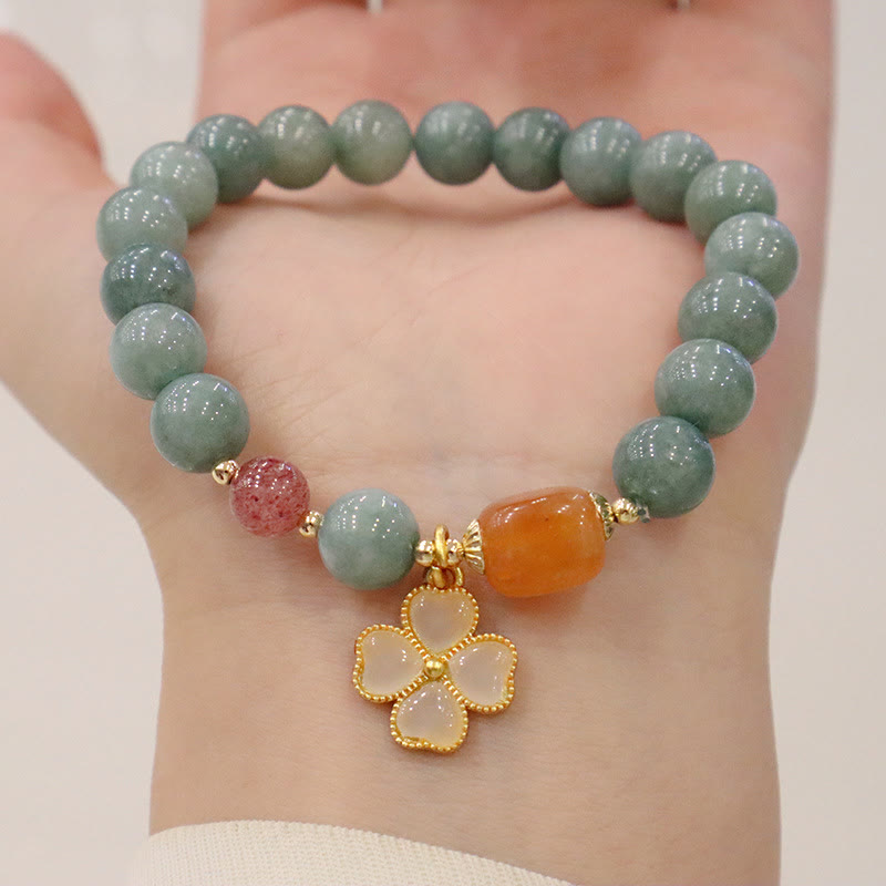 KarmaRipple's Jade Four Leaf Clover Talisman Prosperity Bracelet p12