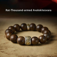 KarmaRipple's Chinese Zodiac Natal Buddha Kalimantan Agarwood Om Mani Padme Hum 925 Sterling Silver Bracelet
