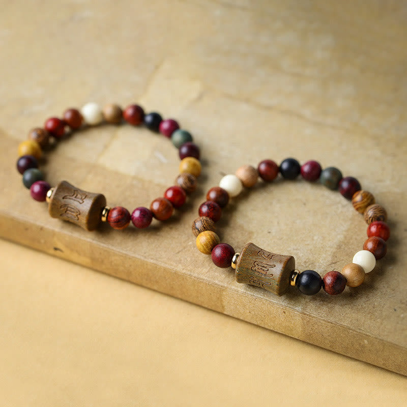 KarmaRipple's Tibet Multicolored Sandalwood Om Mani Padme Hum Protection Bracelet p2