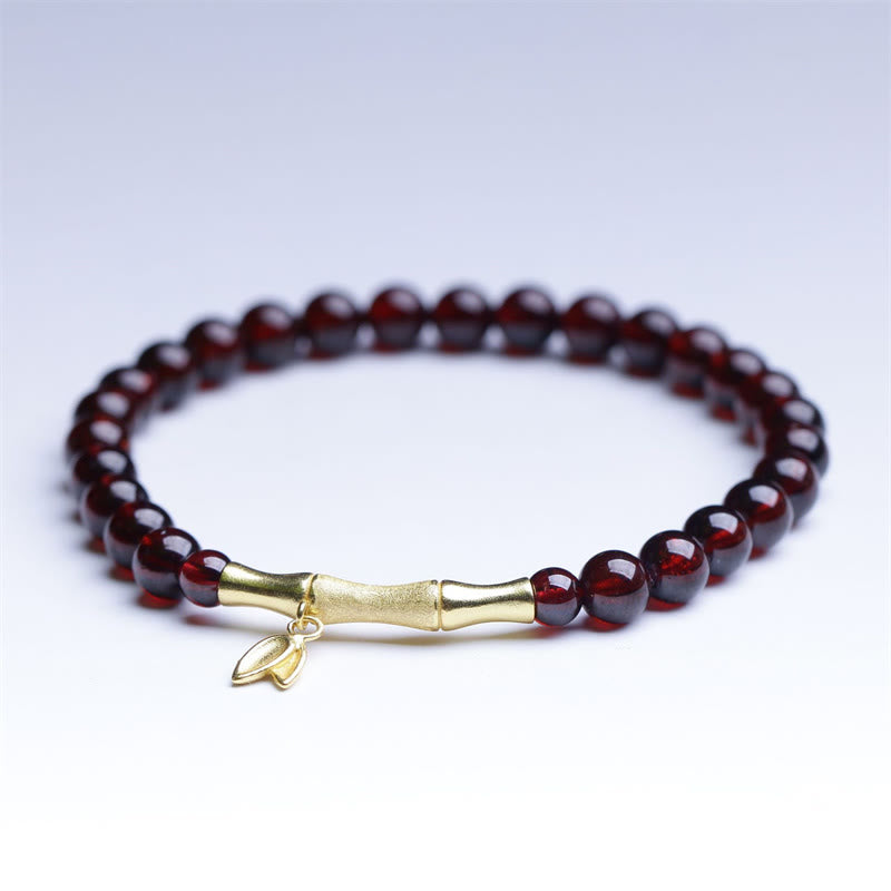 KarmaRipple's 14K Bronze Plated Gold 925 Sterling Silver Plated Gold Authentic Garnet Bamboo Protection Bracelet p3