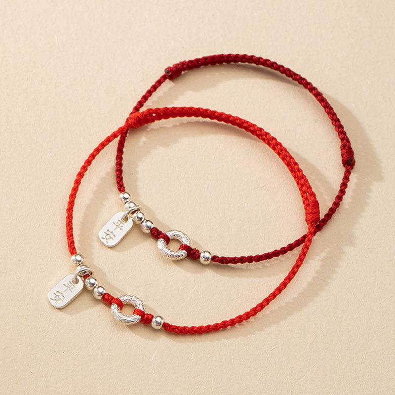 KarmaRipple's 925 Sterling Silver Auspicious Clouds Peace Buckle Safe And Sound Bracelet Anklet ( p5