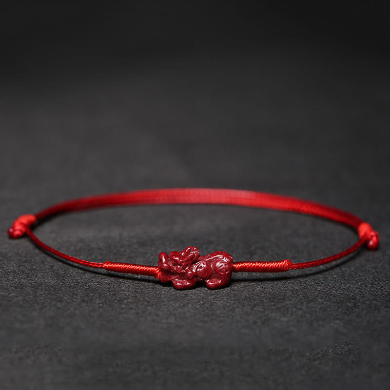 KarmaRipple's Handmade Plum Blossom Four Leaf Clover PiXiu Lotus Koi Fish Cinnabar Blessing Braid Bracelet p3