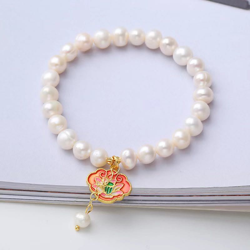 KarmaRipple's Authentic Pearl Lotus Koi Fish Goldfish Optimism Talisman Bracelet p6