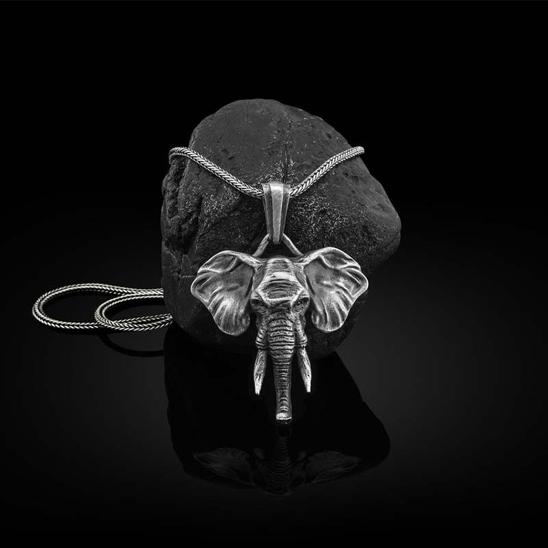 KarmaRipple's Elephant Pewter Titanium Steel Strength Pendant Necklace p7