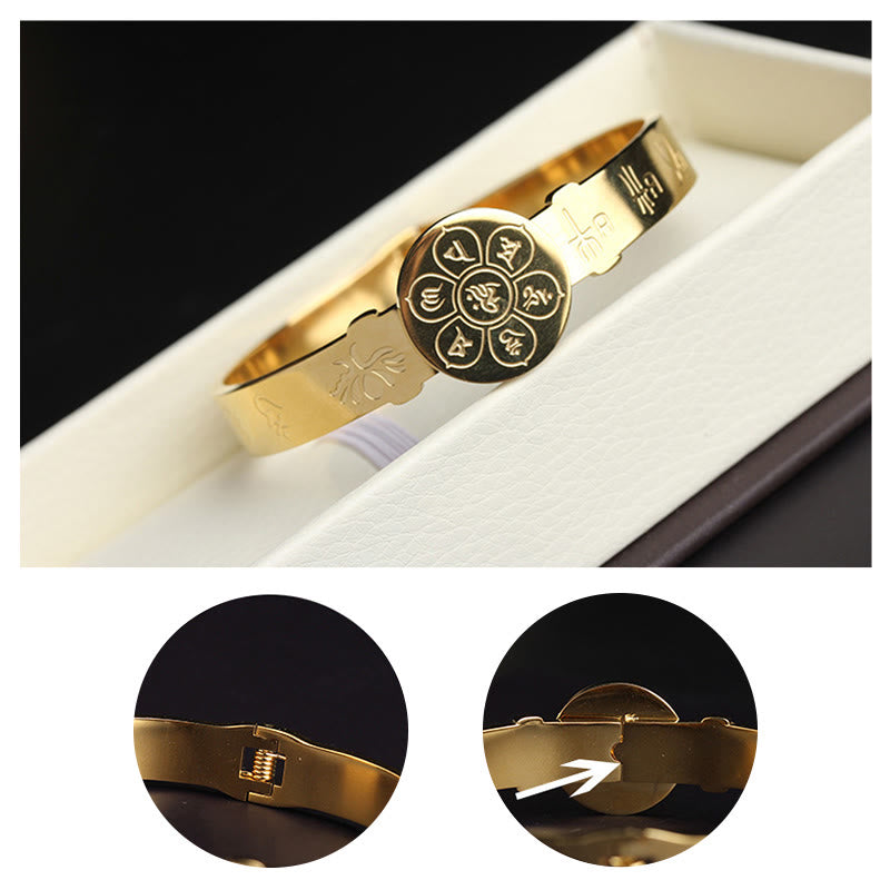 KarmaRipple's Yin Yang Lotus Om Mani Padme Hum Mantra Titanium Steel Balance Bracelet Bangle p20