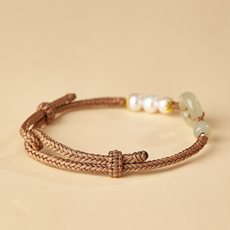 KarmaRipple's Authentic Hetian Jade Pearl Peace Buckle Fortune Bracelet p14