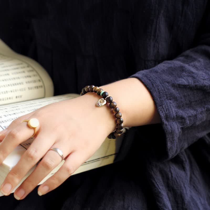 KarmaRipple's Vietnam Qinan Agarwood Turquoise Balance Strength Bracelet p3