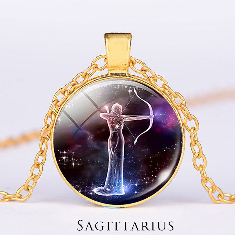 KarmaRipple's 12 Constellations of the Zodiac Moon Starry Sky Protection Blessing Pendant Necklace p1
