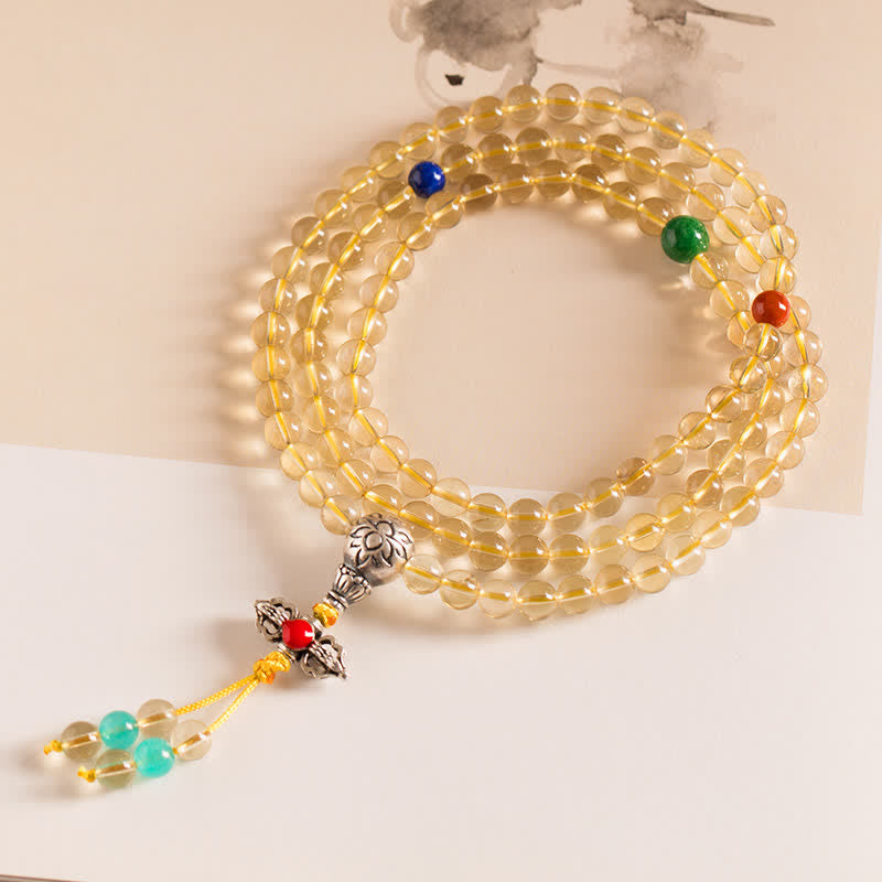 KarmaRipple's 925 Sterling Silver 108 Mala Beadwork Authentic Citrine Red Agate Amber Pleasure Talisman Bracelet p33