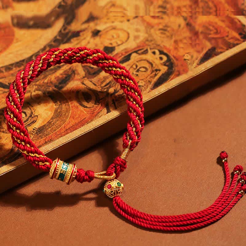 KarmaRipple's Tibetan Handmade Fortune Thangka Prayer Wheel Talisman Weave String Bracelet p1