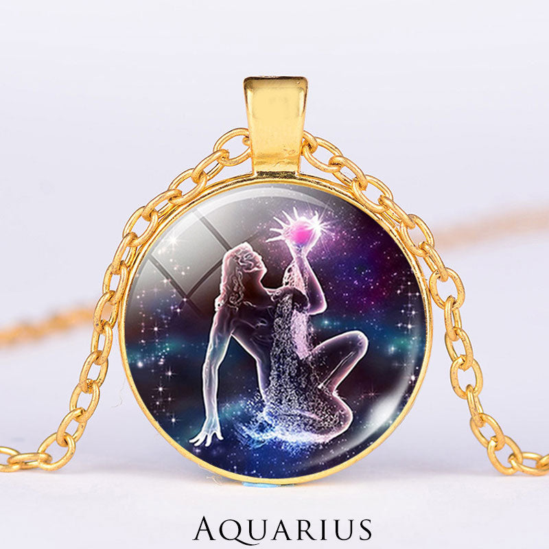 KarmaRipple's 12 Constellations of the Zodiac Moon Starry Sky Protection Blessing Pendant Necklace p43