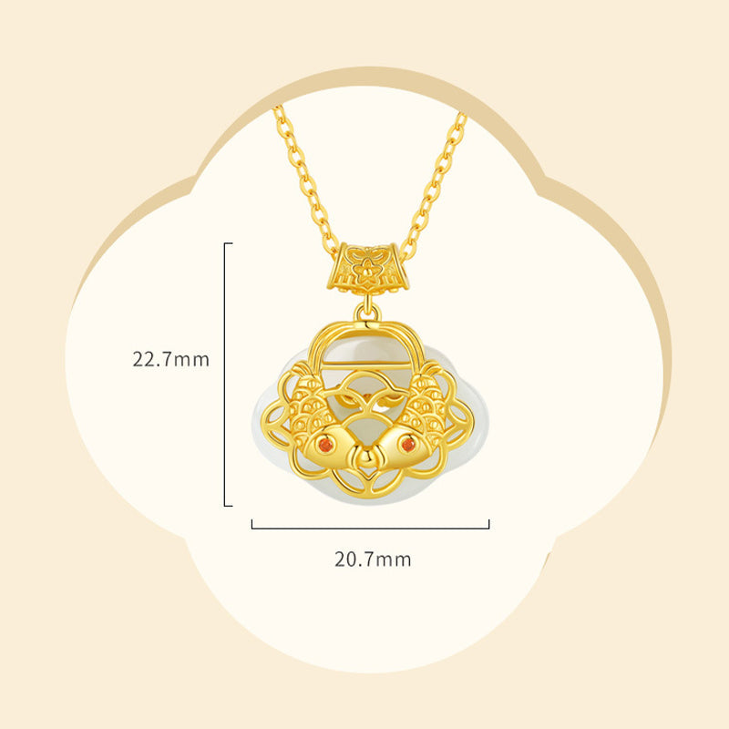 KarmaRipple's 925 Sterling Silver Authentic Hetian Jade Koi Fish Wealth Pendant Necklace p9