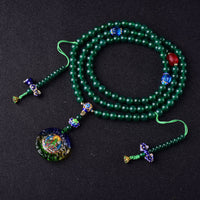 KarmaRipple's 108 Mala Beadwork Authentic Green Agate Bodhisattva Green Tara Manifestation Talisman Bracelet