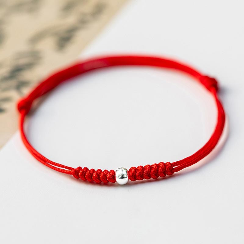 KarmaRipple's 925 Sterling Silver Fortune Bead Protection Red String Woven Bracelet p27