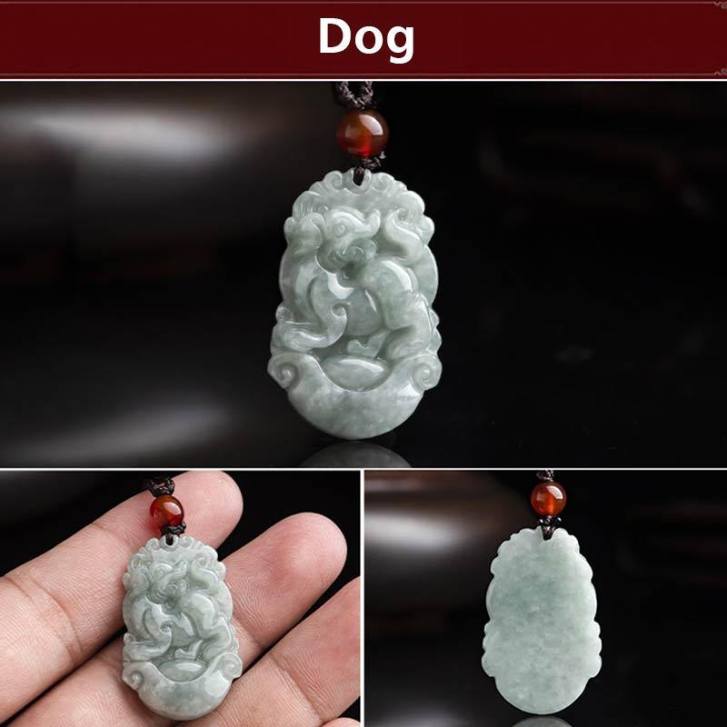 KarmaRipple's Authentic Jade 12 Chinese Zodiac Sucess Necklace Pendant p47