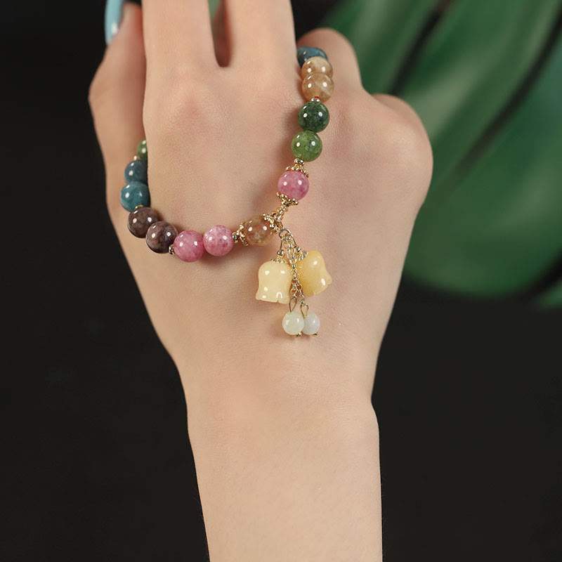 KarmaRipple's Authentic Colorful Tourmaline Flower Bead Love Bracelet p12