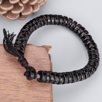 KarmaRipple's Tibetan Coconut Shell Beadwork Engraved Om Mani Padme Hum Mantra Positive String Bracelet