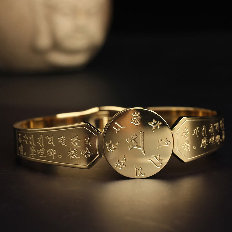 KarmaRipple's Yin Yang Lotus Om Mani Padme Hum Mantra Titanium Steel Balance Bracelet Bangle p34