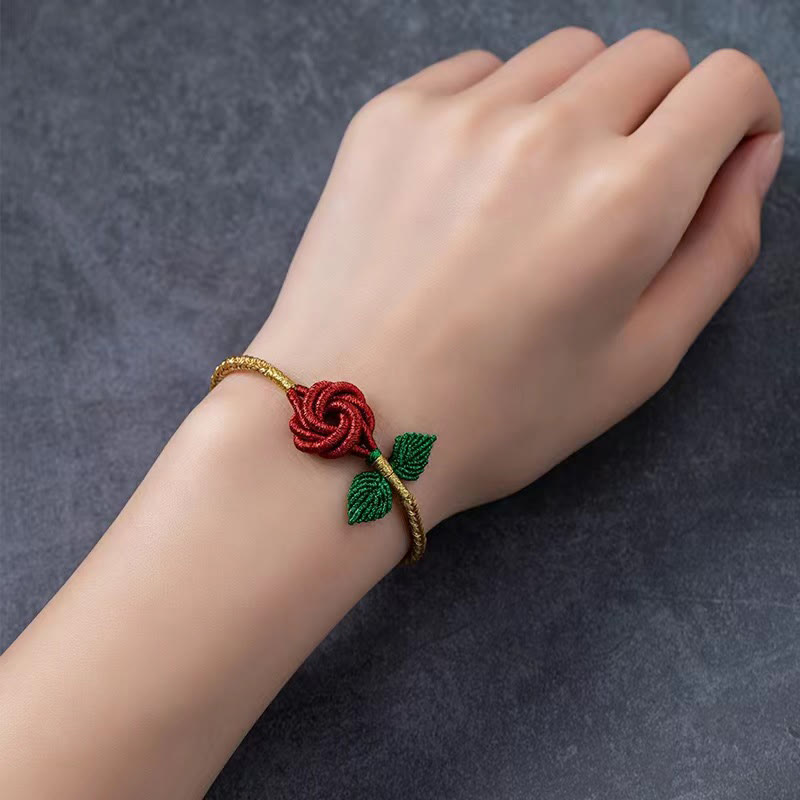 KarmaRipple's Rose Flower Rope Eight Thread Peace Weave Fortune Handmade Bracelet p12