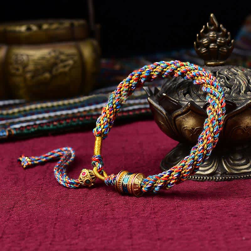 KarmaRipple's Tibetan Handmade Fortune Thangka Prayer Wheel Talisman Weave String Bracelet p32