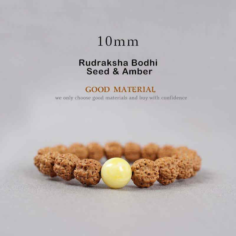 KarmaRipple's Tibet Rudraksha Bodhi Seed Dzi Bead Amber Turquoise Wealth Bracelet p31