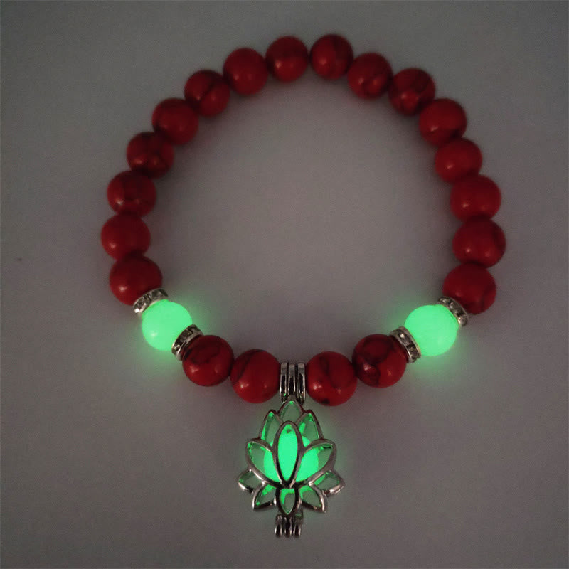 KarmaRipple's Tibetan Turquoise Glowstone Luminous Bead Lotus Protection Bracelet p8