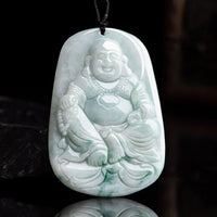 KarmaRipple's Authentic Jade Laughing Buddha Maitreya Buddha Fortune String Pendant Necklace