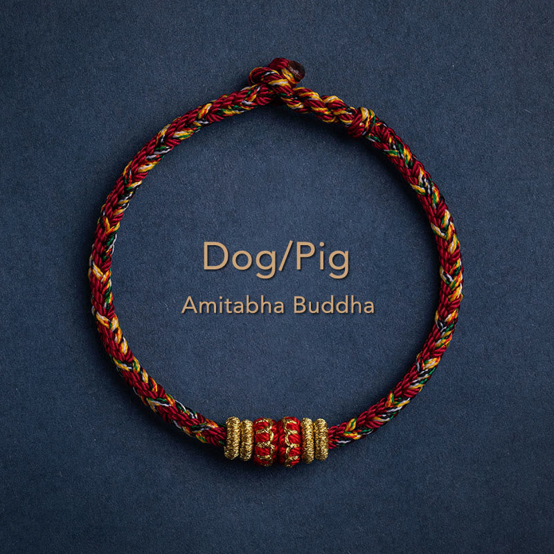 KarmaRipple's Tibet Handmade Chinese Zodiac Natal Buddha Fortune Strength Woven String Bracelet p57