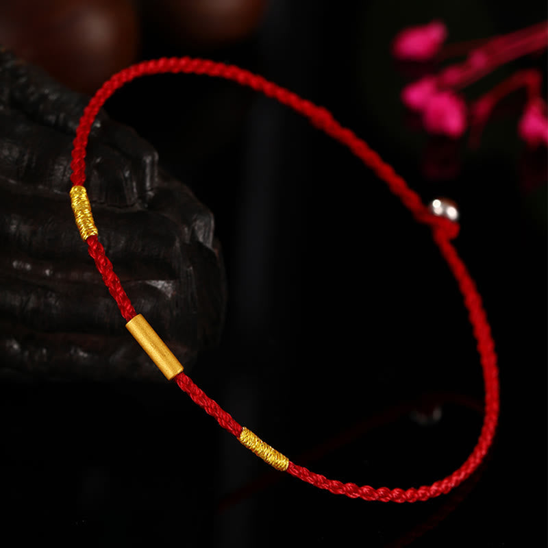 KarmaRipple's 999 Gold Bead Handmade Four Thread Wishful Knots Woven Protection Bracelet p6