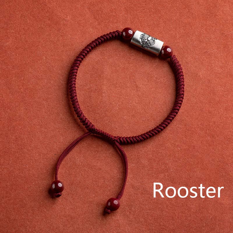 KarmaRipple's 925 Sterling Silver 12 Chinese Zodiac Cinnabar String Bracelet p45