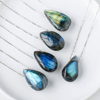 KarmaRipple's Labradorite Water Drop Support Balancing Pendant Necklace