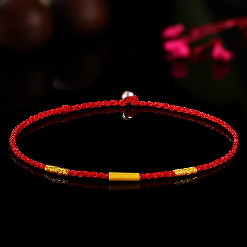 KarmaRipple's 999 Gold Bead Handmade Four Thread Wishful Knots Woven Protection Bracelet p22