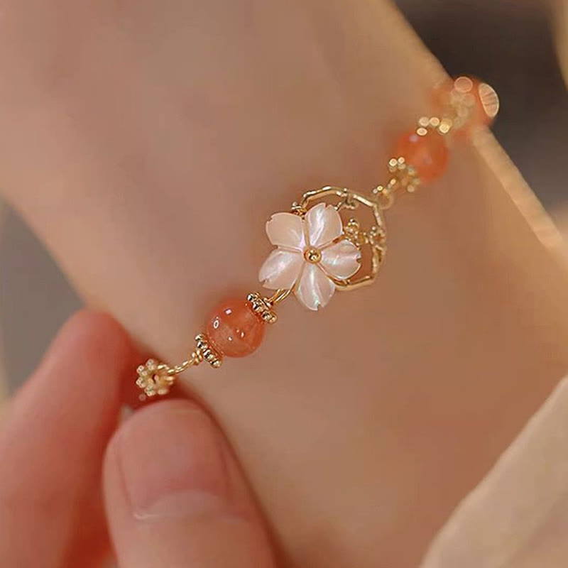 KarmaRipple's Red Agate Tridacna Stone Flower Confidence Bracelet p11