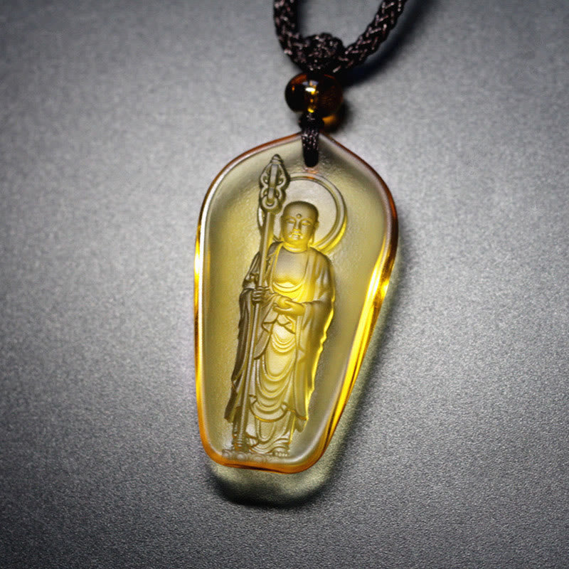 KarmaRipple's Ksitigarbha Buddha Liuli Gemstone Serenity Amulet Pendant Necklace p18