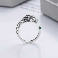 KarmaRipple's 925 Sterling Silver Year Of The Dragon Fortune Protection Adjustable Metal Ring