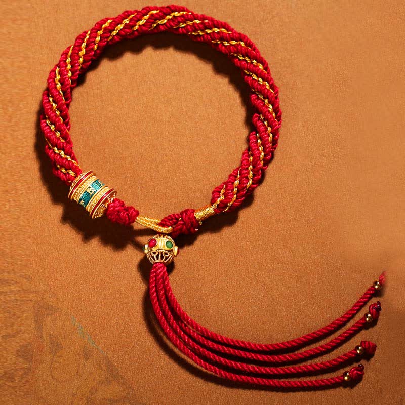KarmaRipple's Tibetan Handmade Fortune Thangka Prayer Wheel Talisman Weave String Bracelet p15