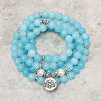 KarmaRipple's Authentic Amazonite Stone Balancing Lotus Mala Bracelet