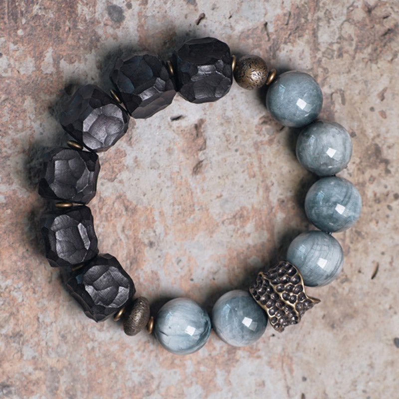 KarmaRipple's Eagle's Eye Stone Ebony Wood Bronze Confidence Pair Bracelet p2