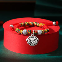 KarmaRipple's 925 Sterling Silver Chinese Lock Talisman Multicolored Red String Protection Handmade Woven Kids Bracelet